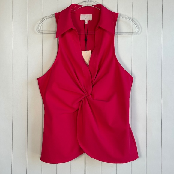 Cinq a Sept size XL sleeveless McKenna top raspberry pink twist front stretch